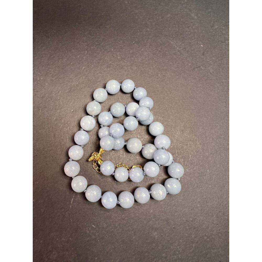 NEW Angelite beaded 18-20 inch necklace with vermeil yellow gold clasp - Picture 9 of 12